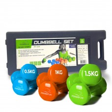 Набор гантелей в кейсе 6 кг. PowerPlay 4103 Fitness Dumbells (2шт.*0,5кг. 2шт.*1кг. 2шт.*1,5кг.)