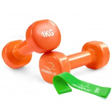 Гантели виниловые PowerPlay 4125 Achilles 2*1 кг. Оранжевые (пара - 2шт.)