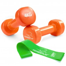 Гантели виниловые PowerPlay 4125 Achilles 2*4 кг. Оранжевые (пара - 2шт.)