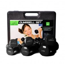 Набор гантелей в кейсе 9 кг. PowerPlay 4121 Fitness Dumbells (2шт.*1кг. 2шт.*1,5кг. 2шт.*2кг.)