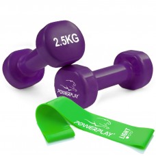 Гантели виниловые PowerPlay 4125 Achilles 2*2.5 кг. Фиолетовые (пара – 2шт.)