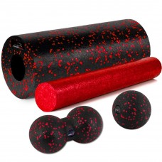 Массажный набор PowerPlay PP_4015 EPP Foam Roller Set 4in1 (2-я роллы + 2-я мячи) Черно-красный