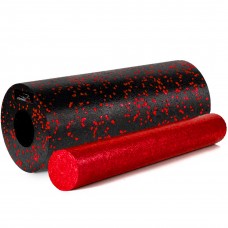 Массажный ролик (роллер) гладкий PowerPlay PP-4348 2 in 1 EPP Foam Roller Черно/Красный (33x14см.)