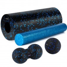 Массажный набор PowerPlay PP_4015 EPP Foam Roller Set 4in1 (2-я роллы + 2-я мячи) Черно-синий
