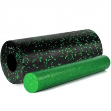 Массажный ролик (роллер) гладкий PowerPlay PP-4348 2 in 1 EPP Foam Roller Черно/Зеленый (33x14см.)