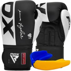 Боксерские перчатки RDX F4 Boxing Sparring Gloves Hook&Loop WHITE/BLACK 10 унций (капа в комплекте)
