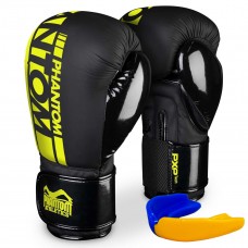 Боксерские перчатки Phantom APEX Elastic Neon Black/Yellow 10 унций (капа в подарок)