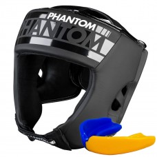Боксерский шлем Phantom APEX Open Face Head Protection Black (капа в подарок)