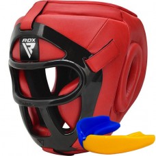 Боксерский шлем RDX T1 Grill Full Red L (капа в комплекте)