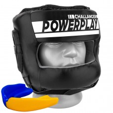 Боксерский шлем тренировочный PowerPlay 3067 с бампером PU+Amara Черный L