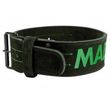 Пояс для тяжелой атлетики MadMax MFB-301 Suede Single Prong кожаный Black/Green M
