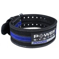 Пояс для пауэрлифтинга Power System PS-3800 PowerLifting кожаный Black/Blue Line M