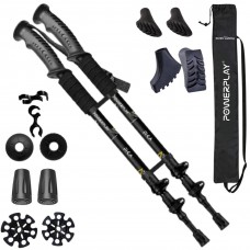 Трекинговые палки PowerPlay 9109 Fika Black/Yellow 60-135 см (пара) + 2-е пары сапог + чехол