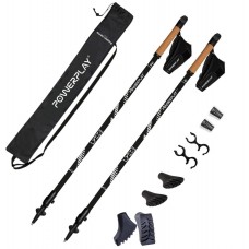 Палки для скандинавской ходьбы PowerPlay 9111 Lykke Black/White 80-135 см (пара)  + 2-ві пари чобітків +